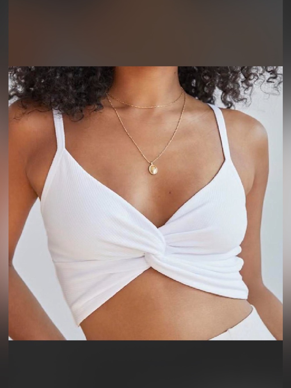 Wilfred Aritzia White Twist-Knot Ribbed Crop Top